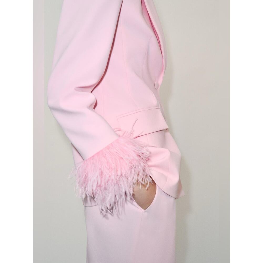 NWOT Zara Women's Pink Feather-Cuff Blazer Size M - Picture 5 of 13